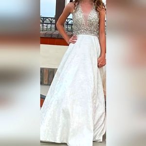 Gold and Ivory Prom/ Pageant halter dress by Camille.